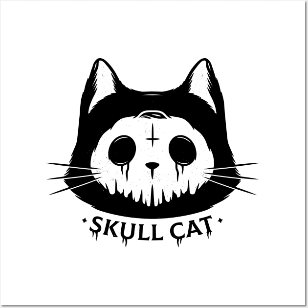 Skull Cat Wall Art by Alundrart